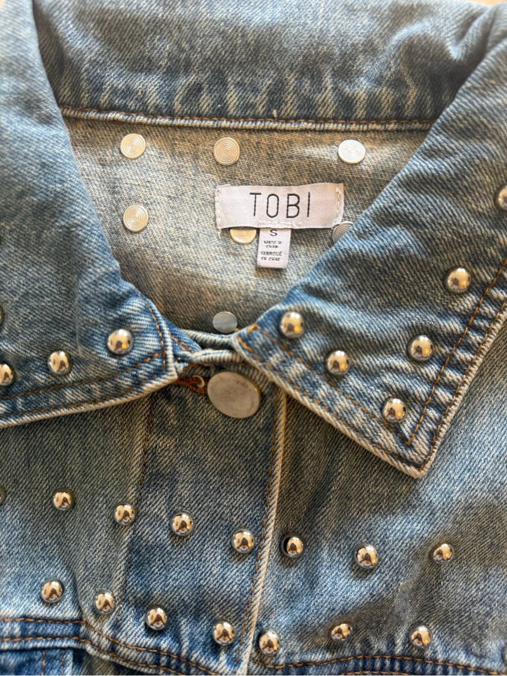 NWT TOBI Studded Denim Jacket Small | 100% Cotton Western Moto Festival - Picture 6 of 7